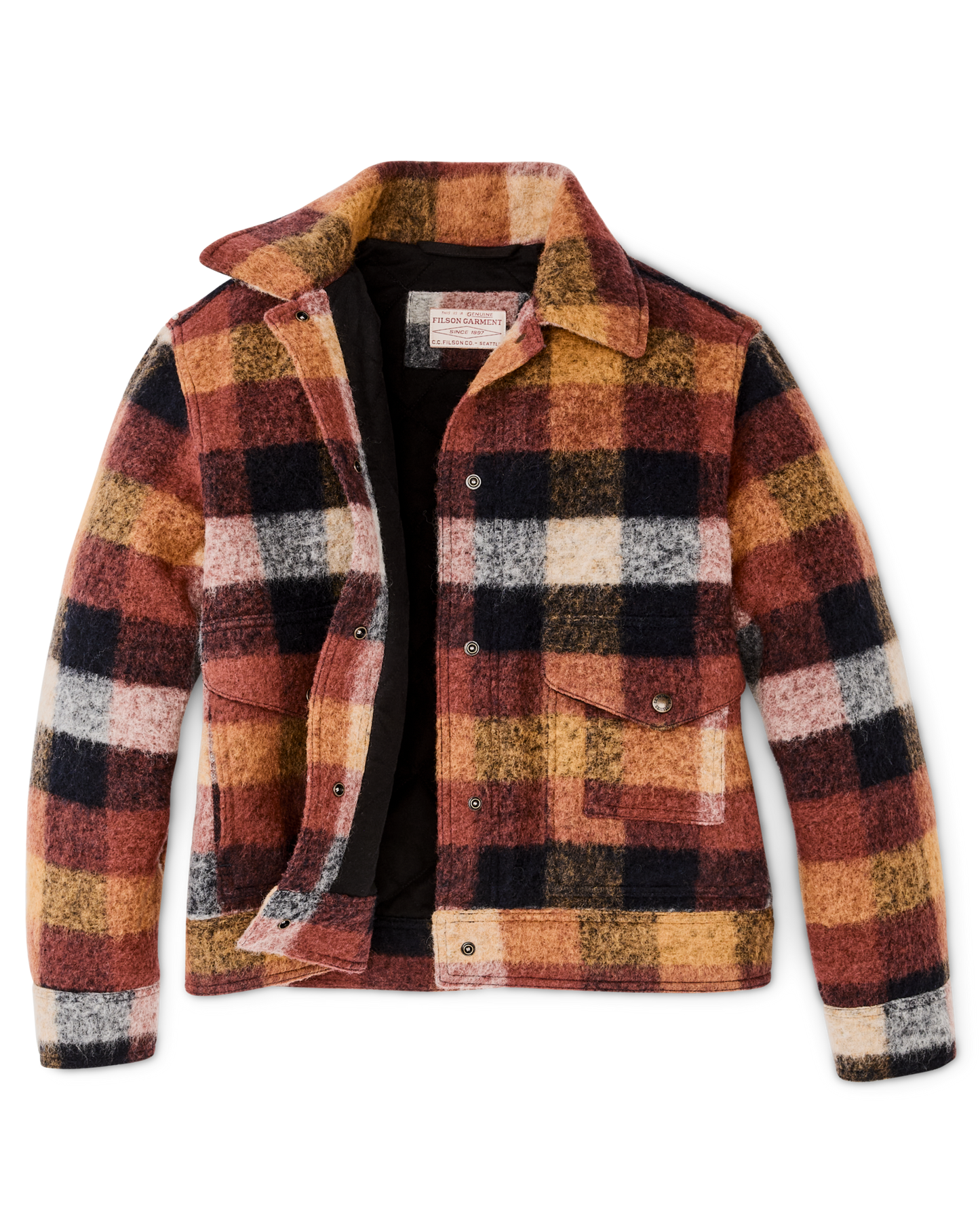 Women's Blanket Wool Heritage Jacket - Red / Orange / Black Plaid
