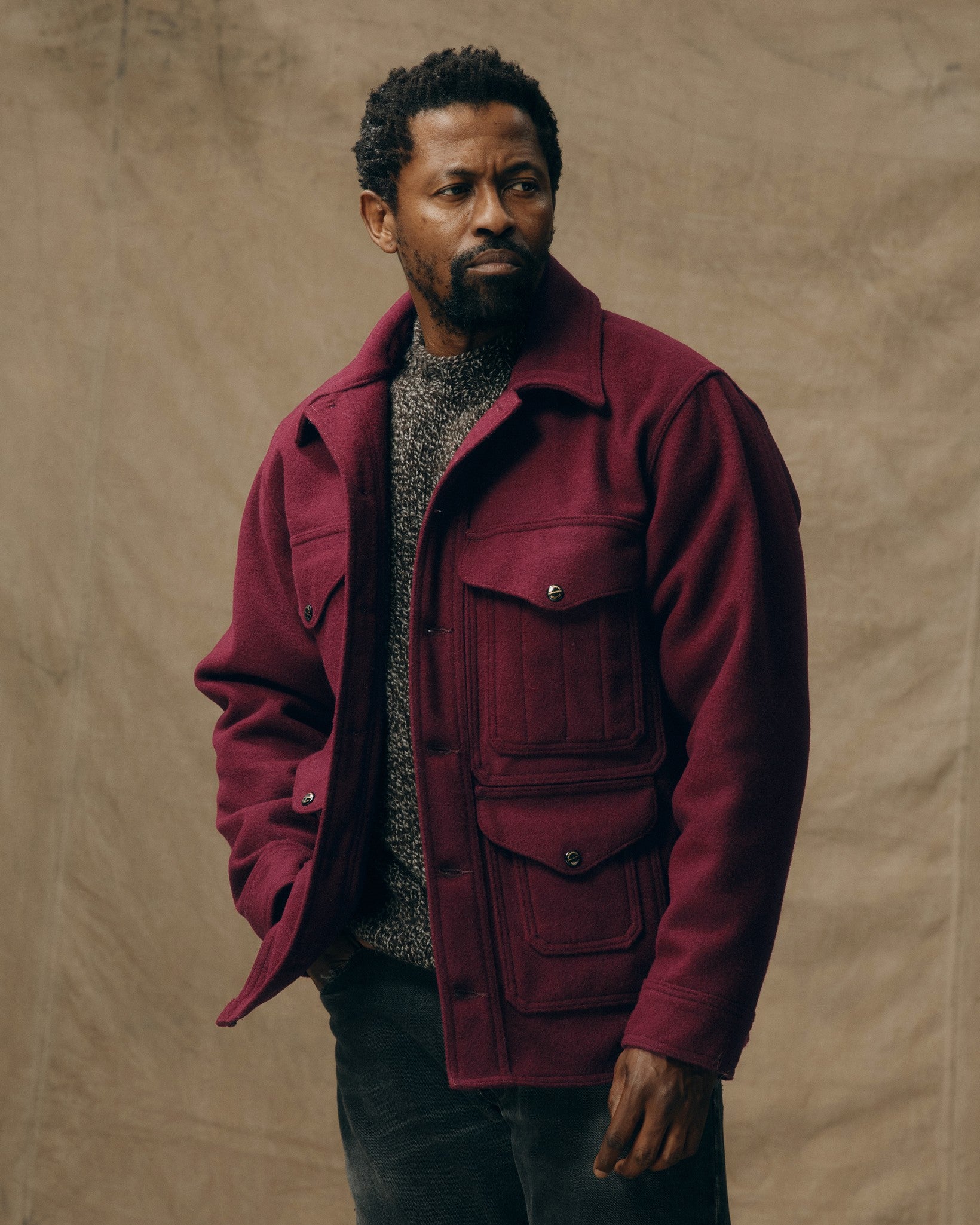 1940s Mackinaw Wool Cruiser Jacket - Wine | Filson