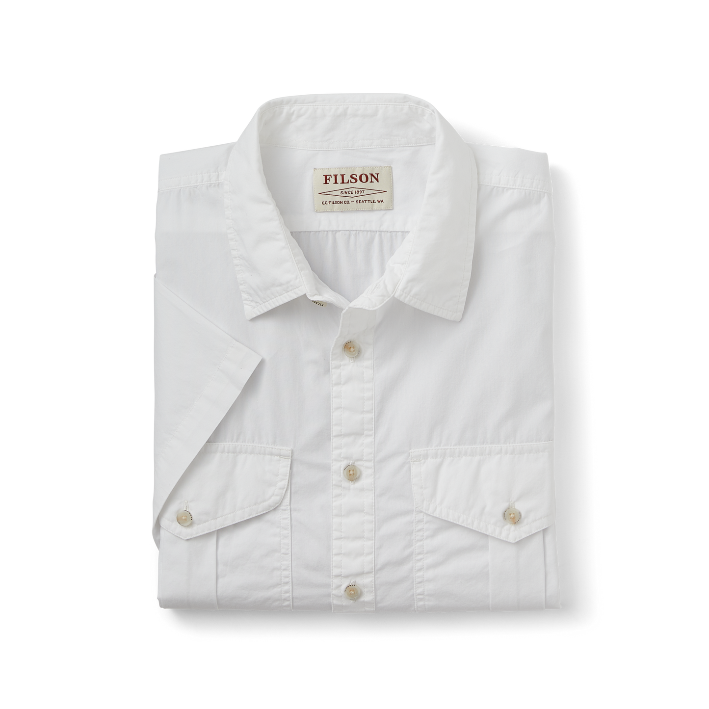 Alternate view of the Filson Filson's Washed Short Sleeve Feather Cloth Shirt - White
