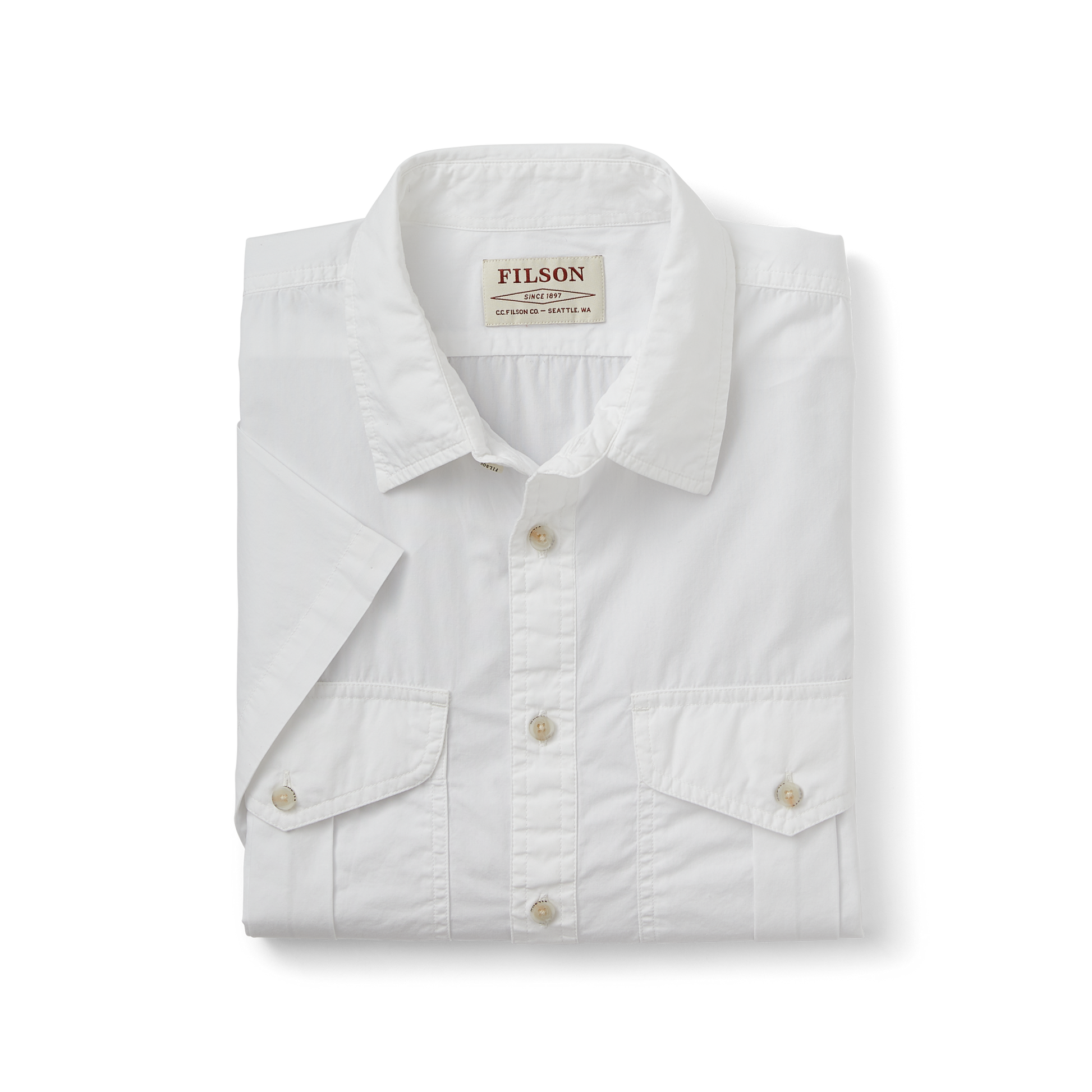 Alternate view of the Filson Filson's Washed Short Sleeve Feather Cloth Shirt - White