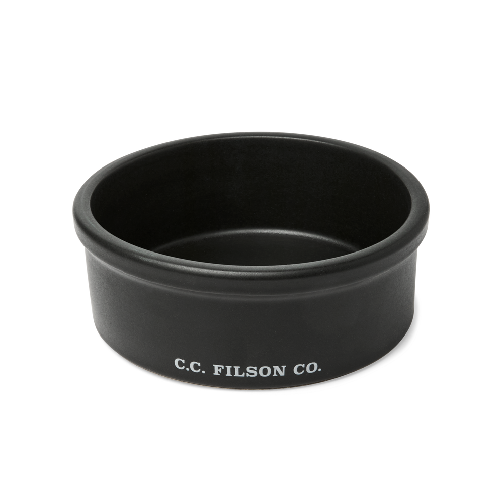 Front-facing image of the Filson Stoneware Dog Bowl - Faded Black