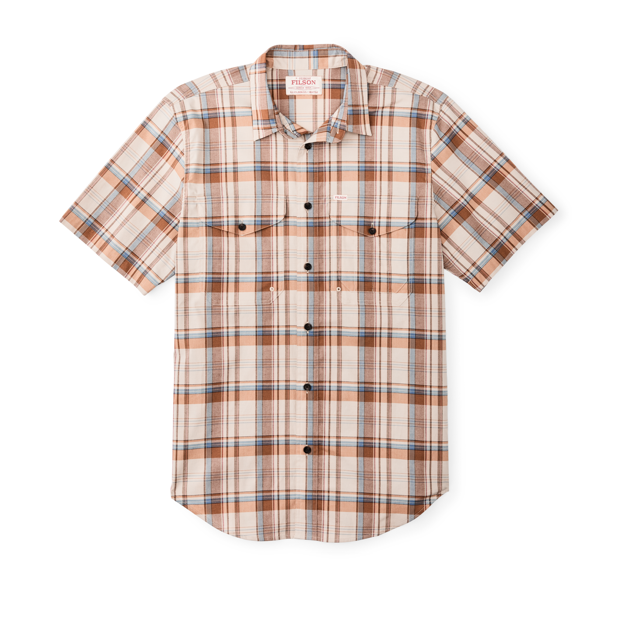 filson The Rangeland Flannel Shirt Salmon Oat Houndstooth on