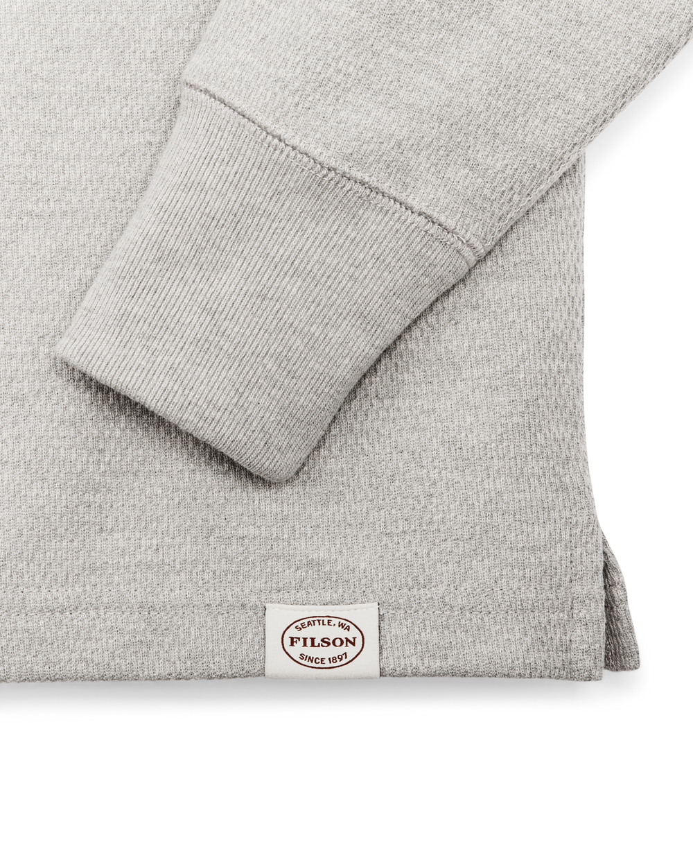 Alternate view of the Filson Waffle Knit Henley - Light Heather Gray