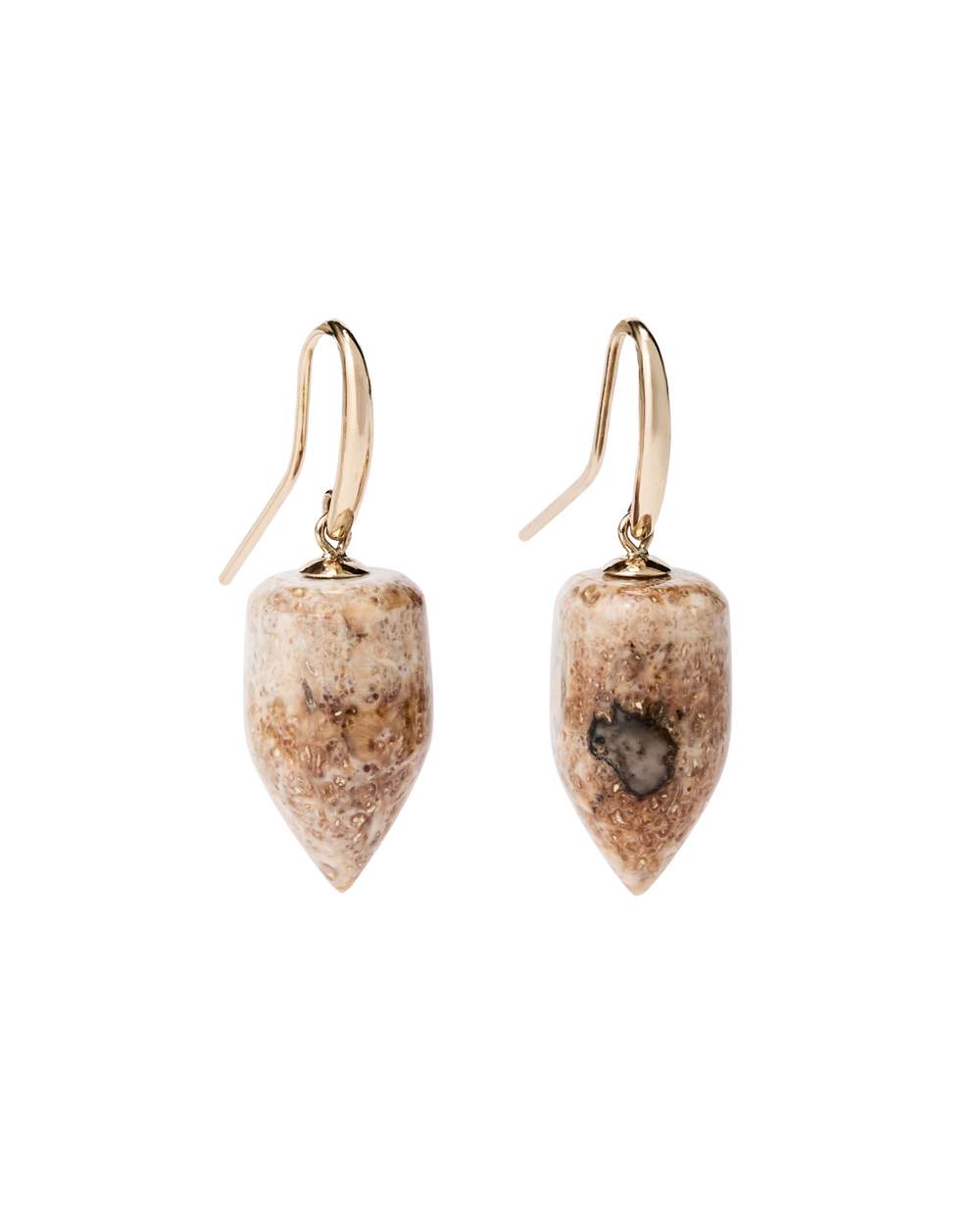 Ivory Jacks 14k Fossil Tusk Bullet Earrings - 14kyg