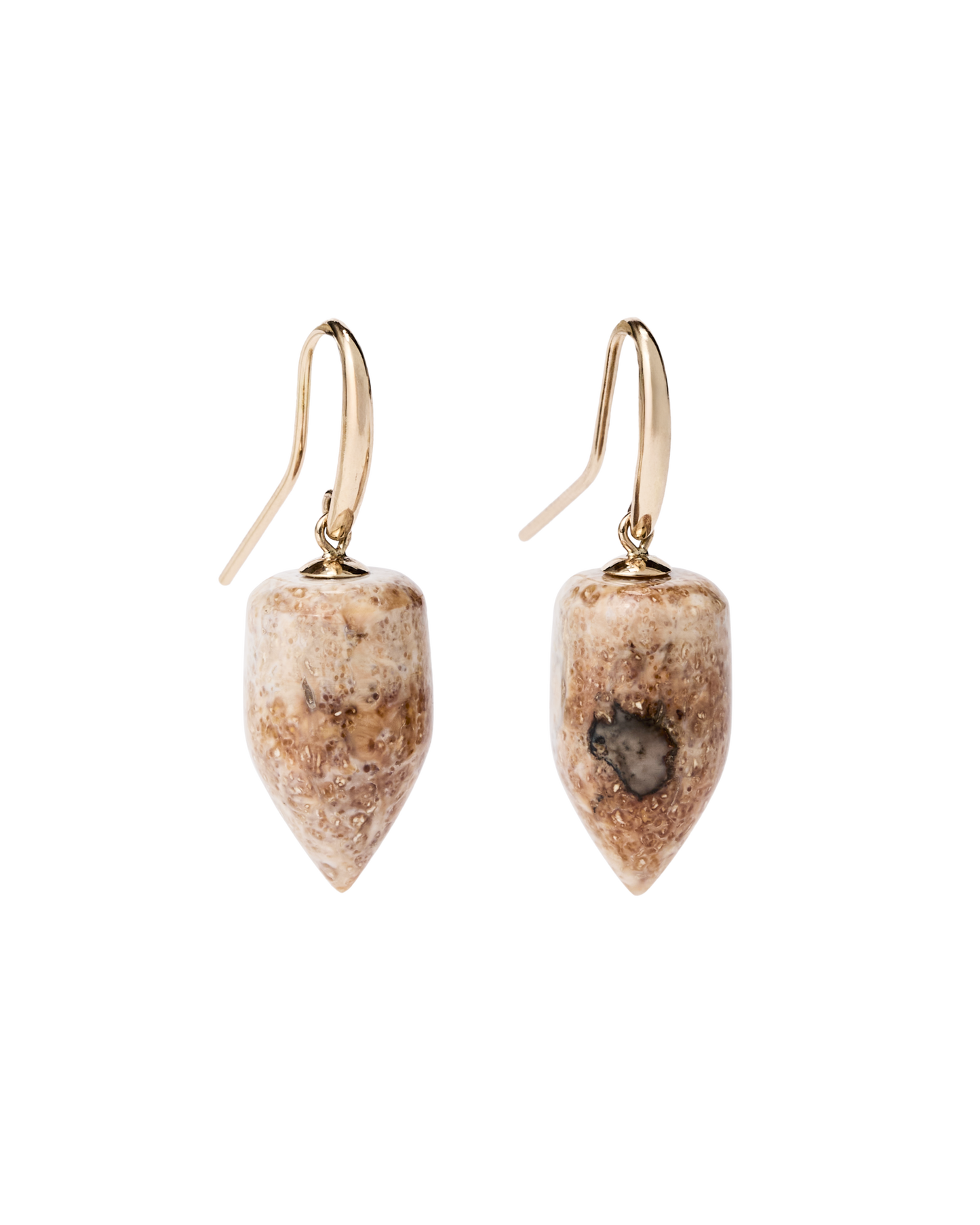 Ivory Jacks 14k Fossil Tusk Bullet Earrings - 14kyg