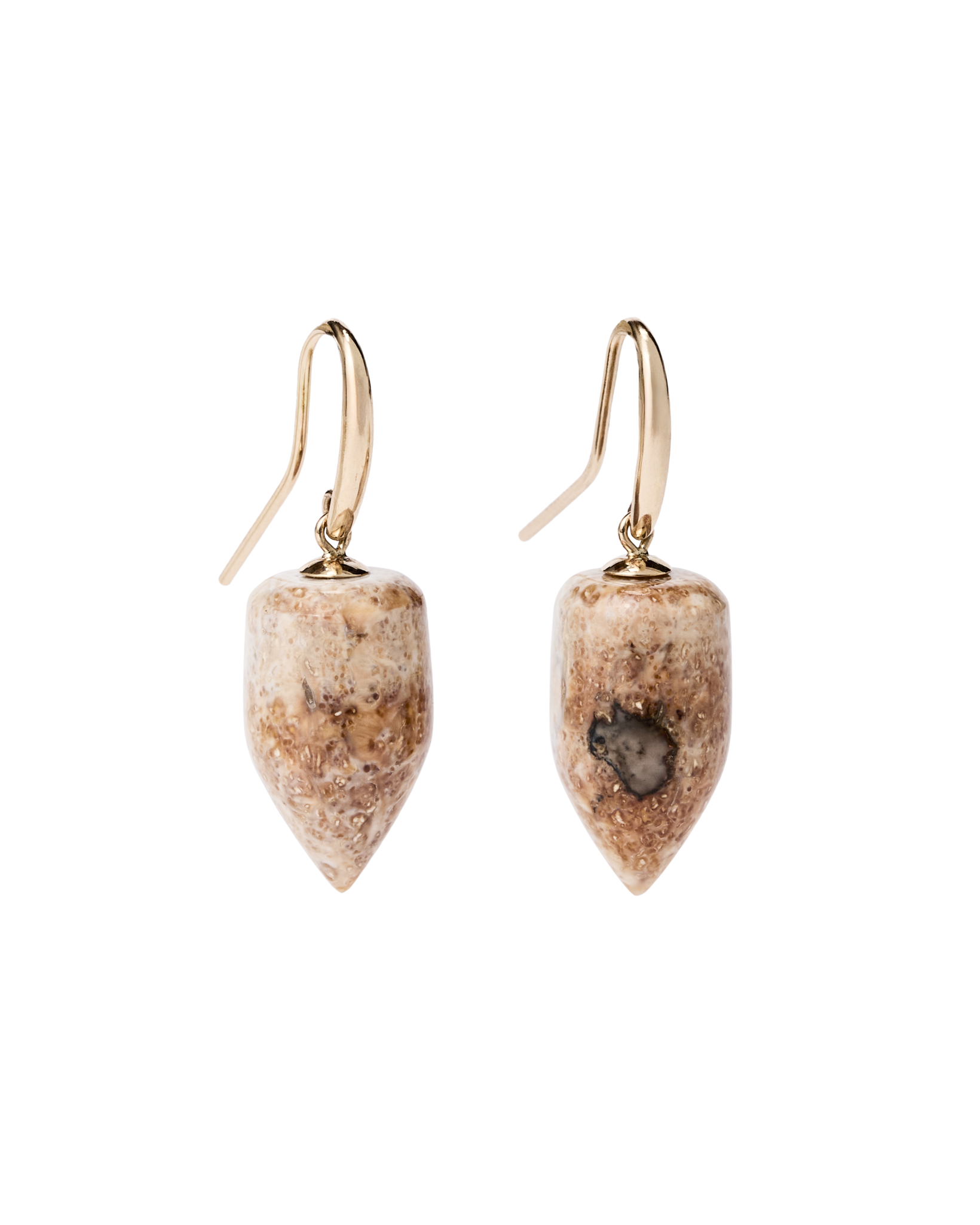 Ivory Jacks 14k Fossil Tusk Bullet Earrings - 14kyg