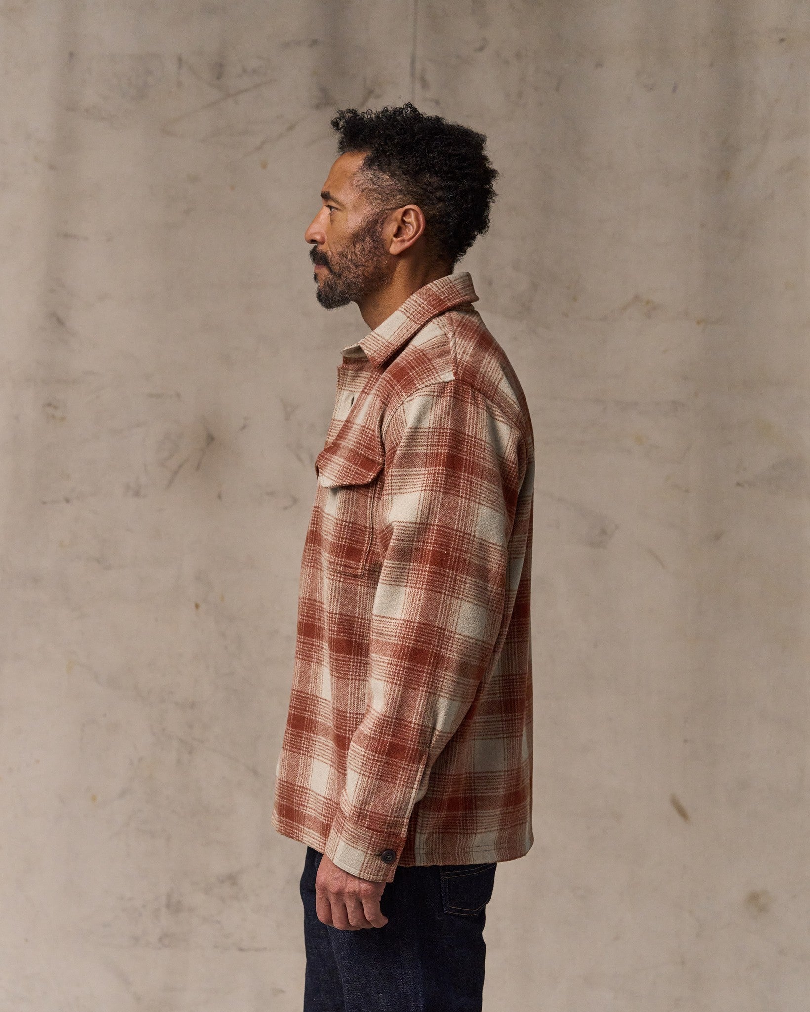 Wool Jac-shirt - Brick Multi Plaid
