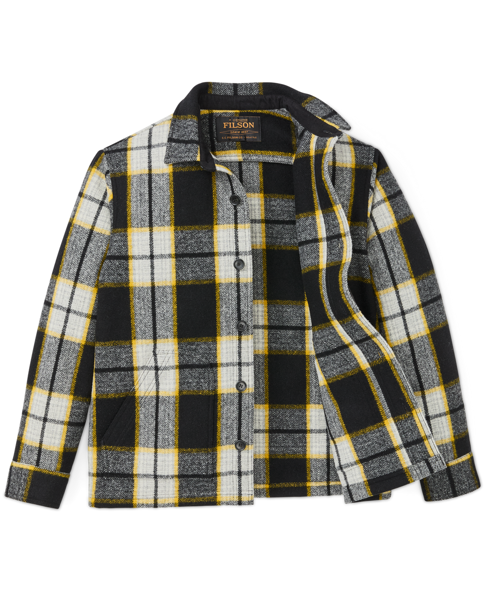 Mackinaw Wool 1972 Coat - Black / Yellow Plaid