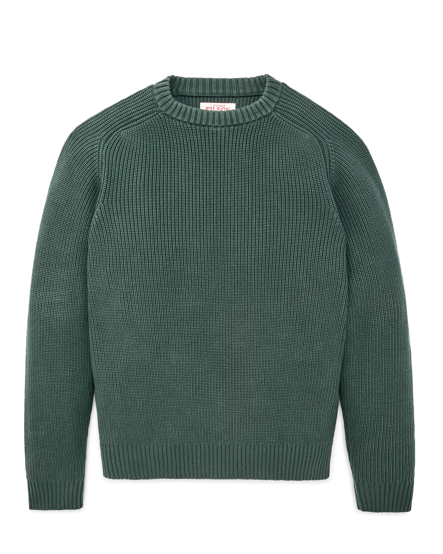 Front-facing image of the Filson Vintage Cotton Crewneck Sweater - Juniper