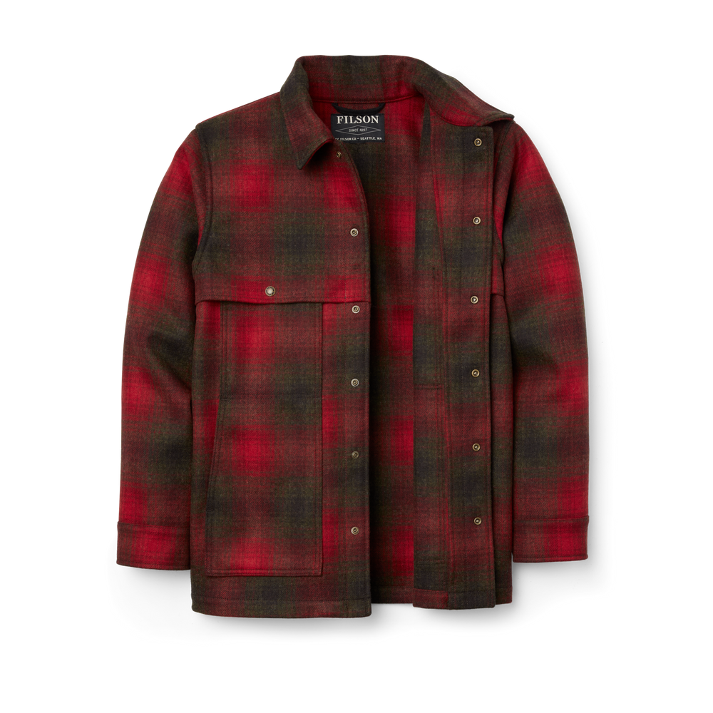 Alternate view of the Filson Wool Cape Coat - Red / Green / Dark Brown Plaid