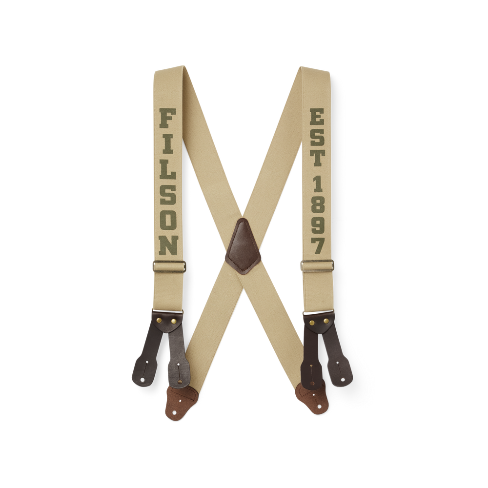 Front-facing image of the Filson Filson Logger Suspenders - Sand