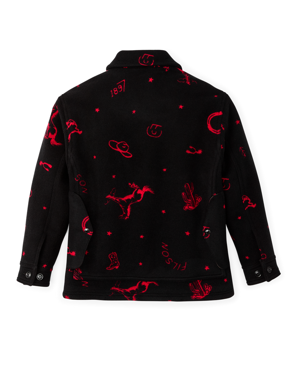 Women's Jacquard Wool Cruiser Jacket - Black / Red Western