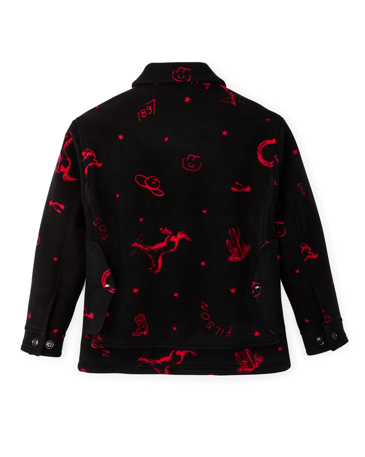 Women's Jacquard Wool Cruiser Jacket - Black / Red Western