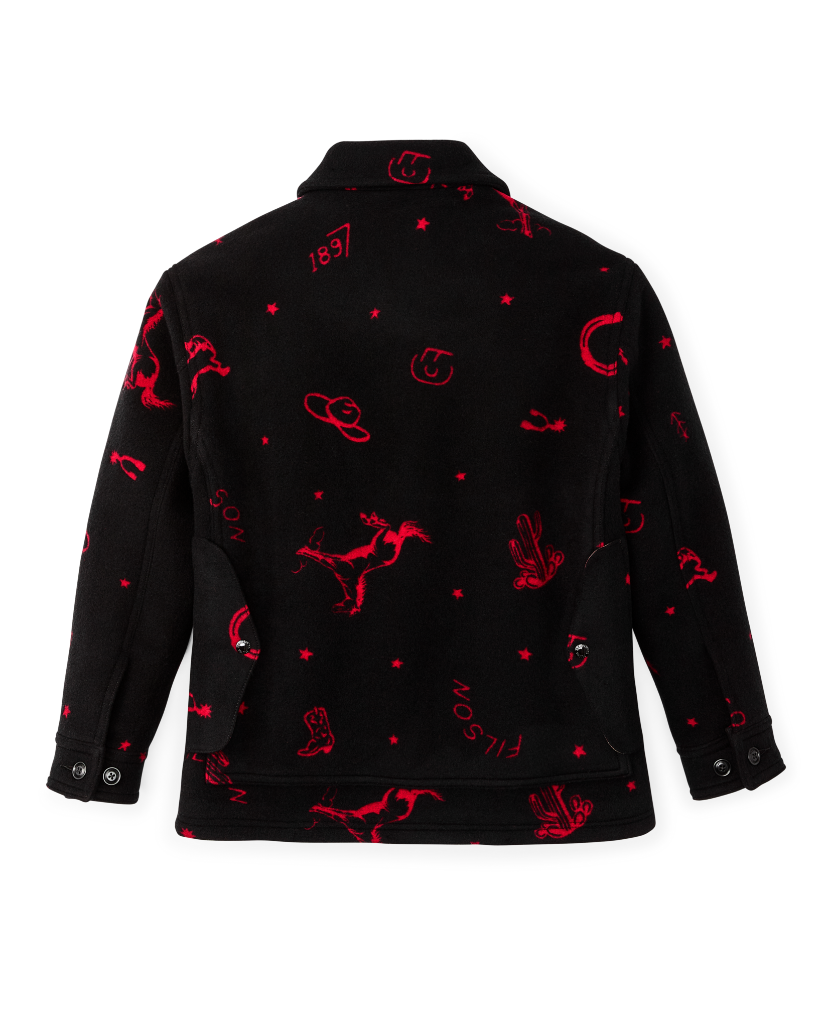 Women's Jacquard Wool Cruiser Jacket - Black / Red Western