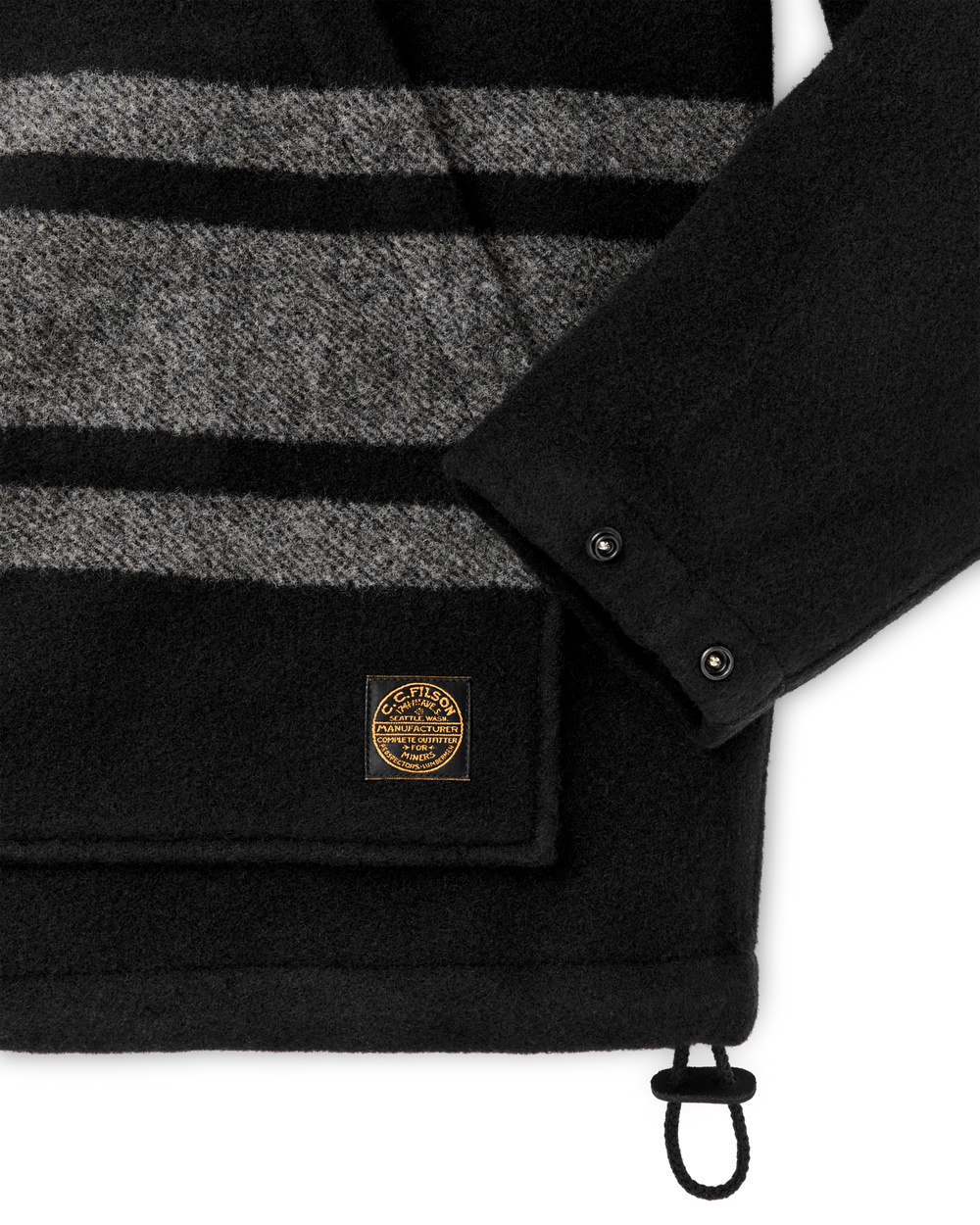Alternate view of the Filson Mackinaw Wool Anorak - Black / Gray Stripe