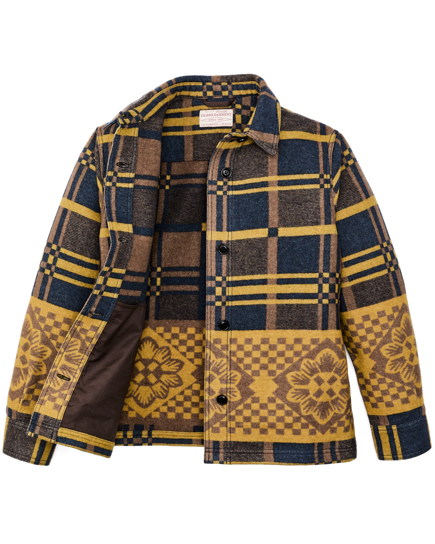 Women's Blanket Wool Overshirt - Flower Blanket Plaid / Bronze Brown
