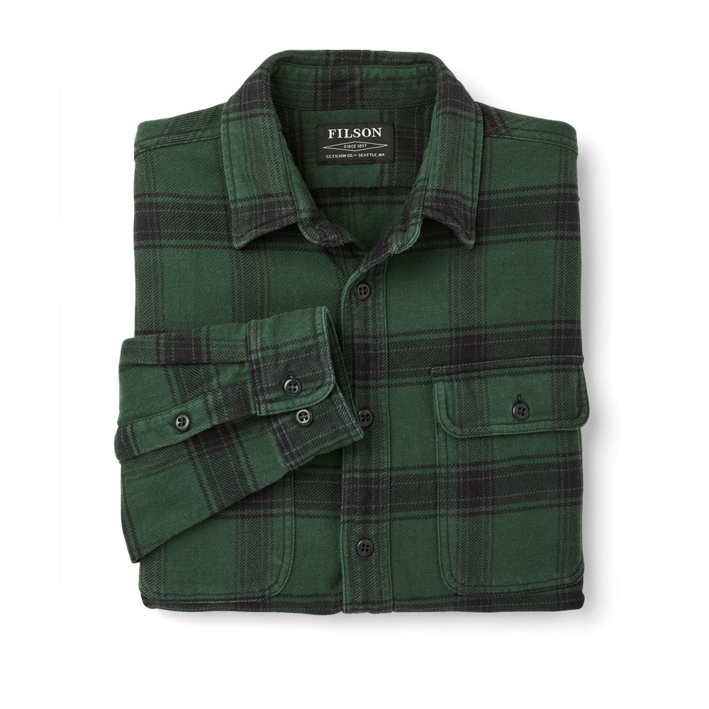 Alternate view of the Filson Vintage Flannel Work Shirt - Green / Black