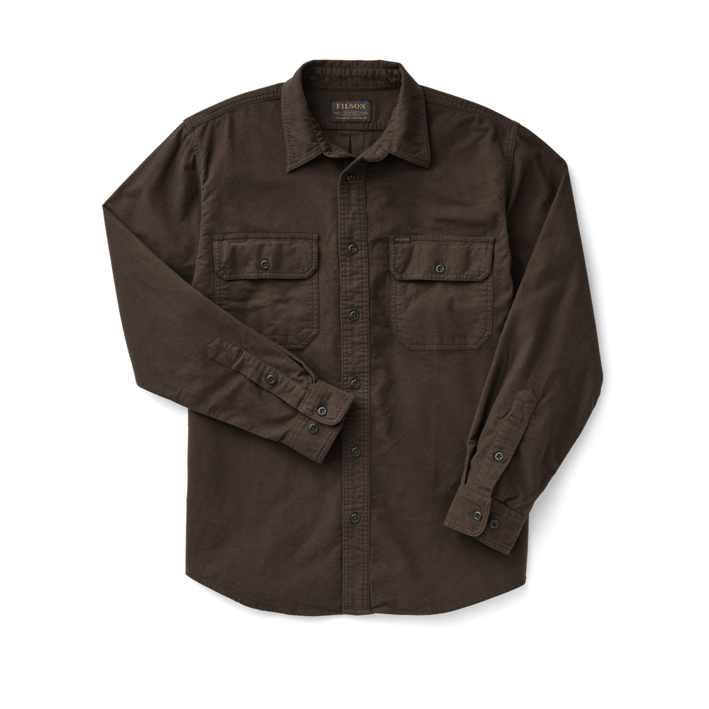 Front-facing image of the Filson Field Flannel Shirt - Cigar Brown