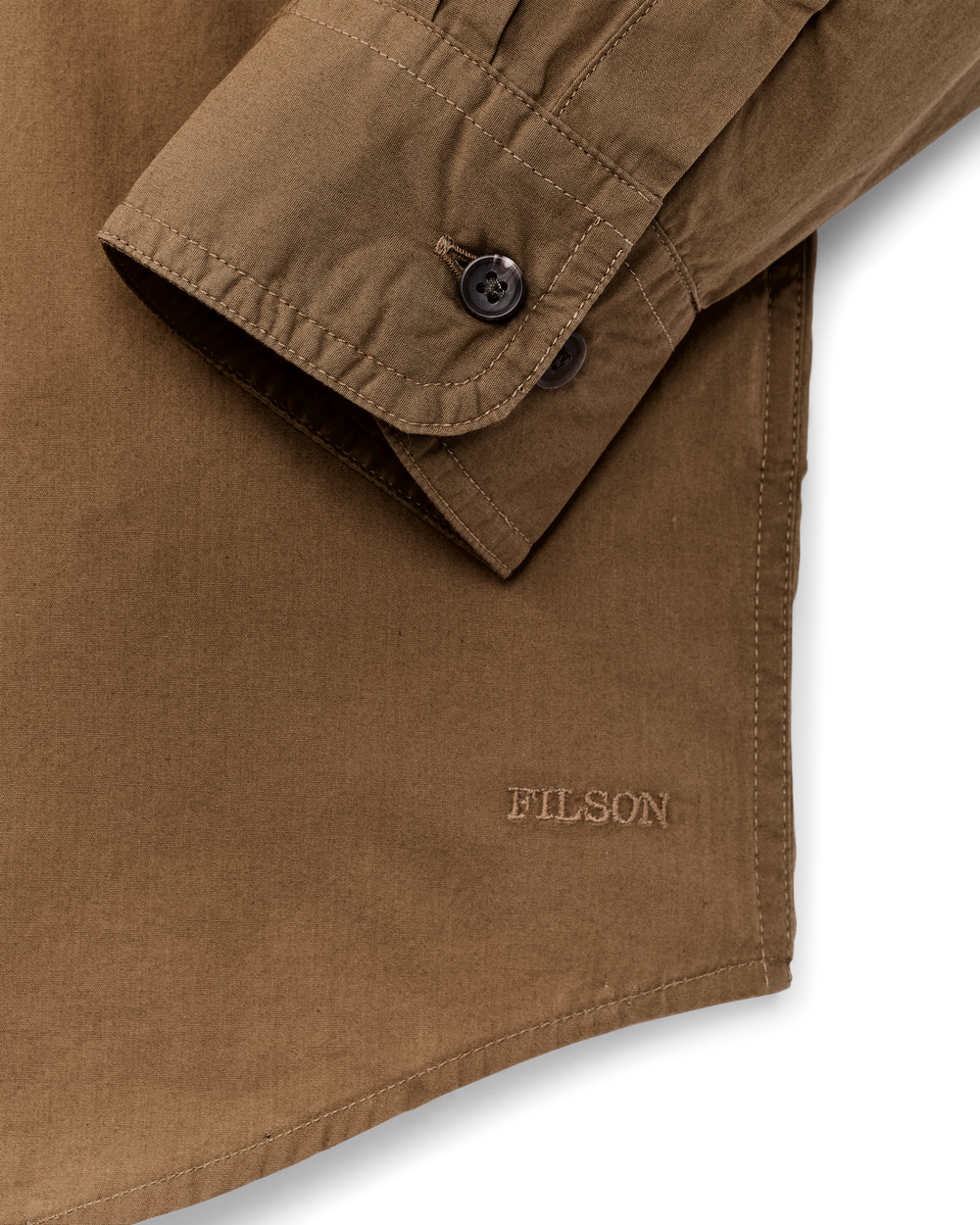 Alternate view of the Filson Filson's Washed Feather Cloth Shirt - Rugged Tan