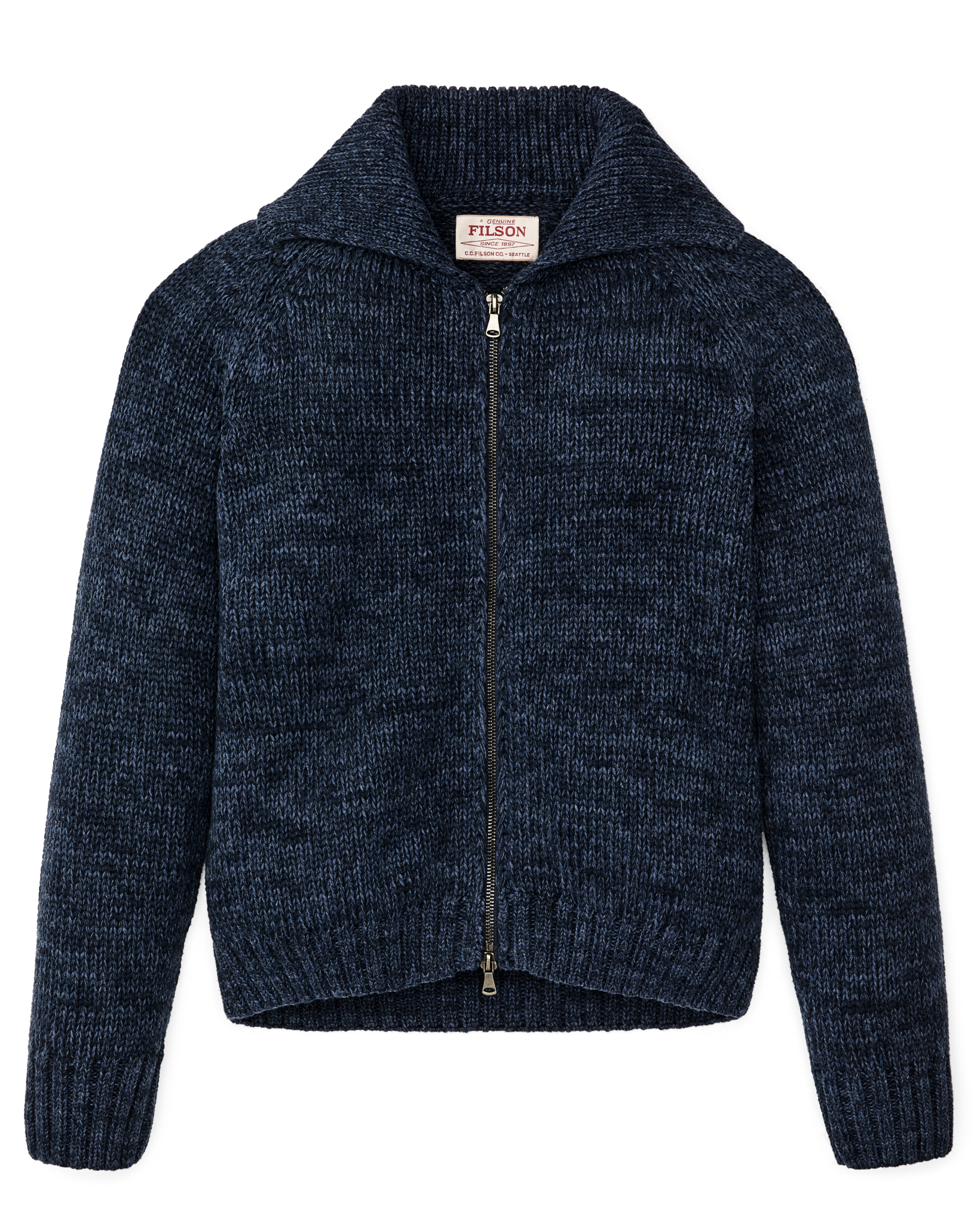 Women's Cotton Full-zip Cardigan - Navy / Marl | Filson
