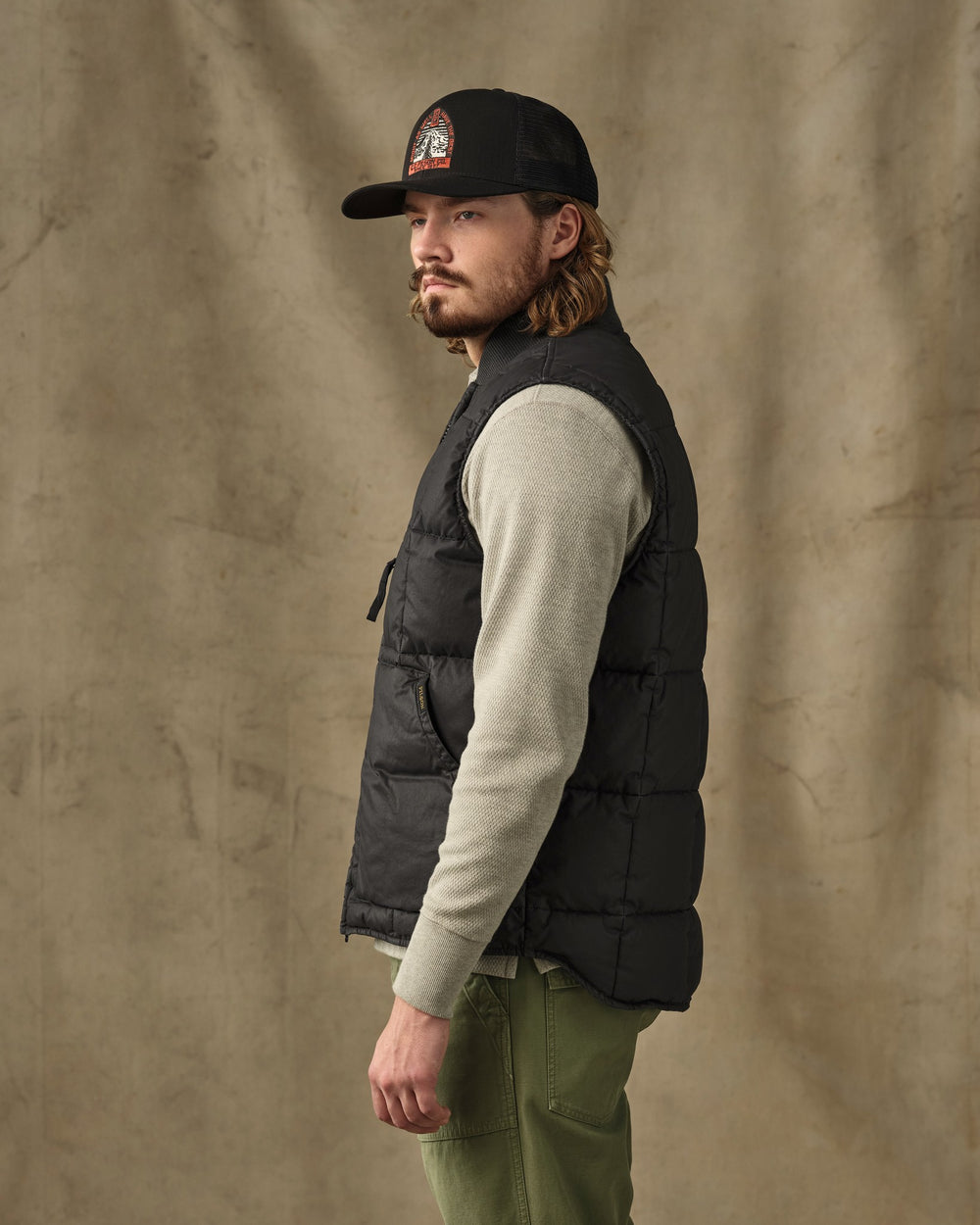 Heritage Cotton Down Vest - Black