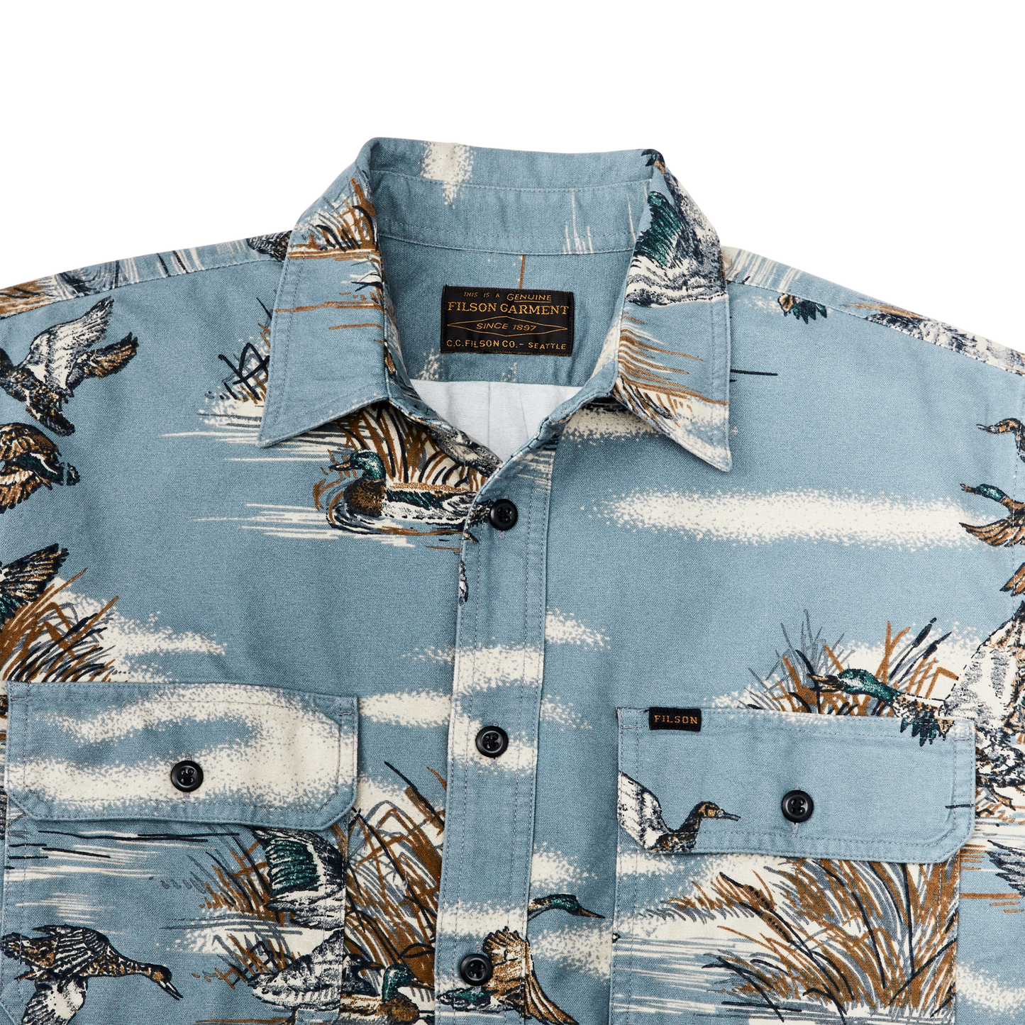 Alternate view of the Filson Field Flannel Shirt - Marsh Scenic / Blue