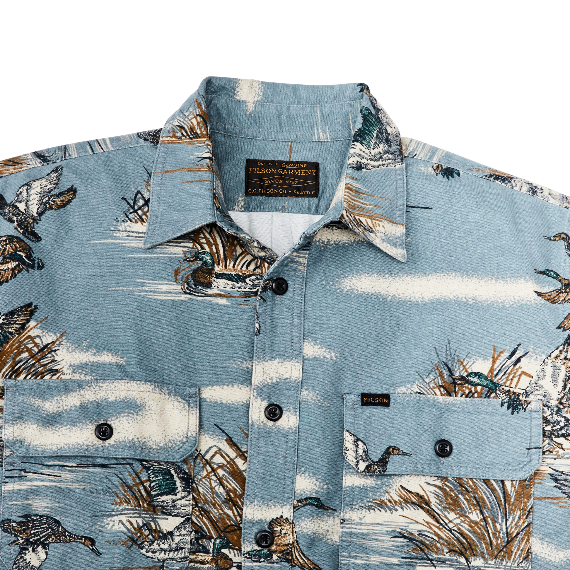 Alternate view of the Filson Field Flannel Shirt - Marsh Scenic / Blue