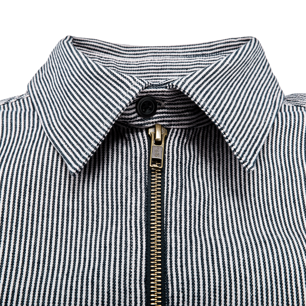Alternate view of the Filson Short Sleeve Mechanic Shirt - Navy/ Gray Hickory Stripe