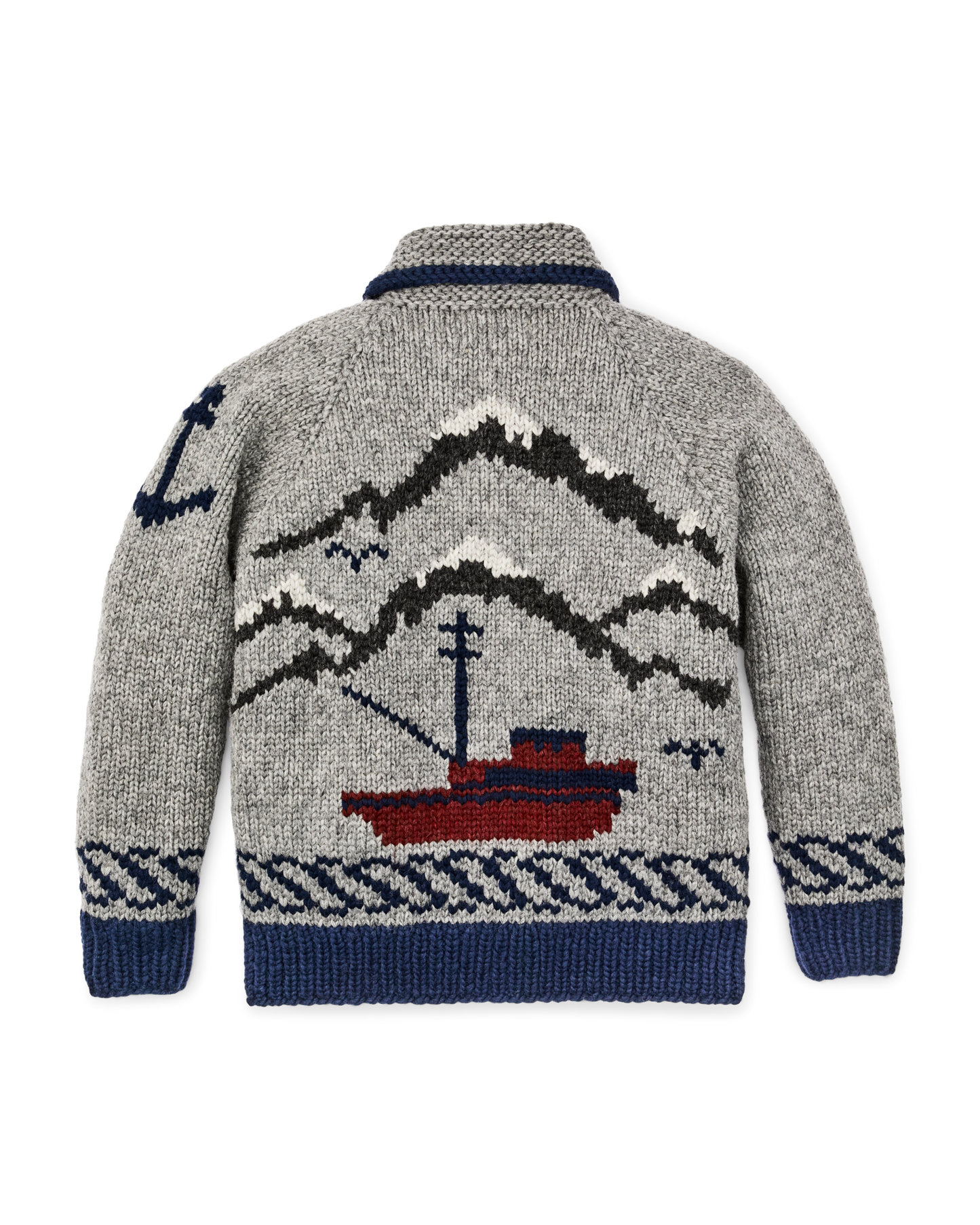 Handmade Full-zip Sweater - Heather Gray / Fishing Boat