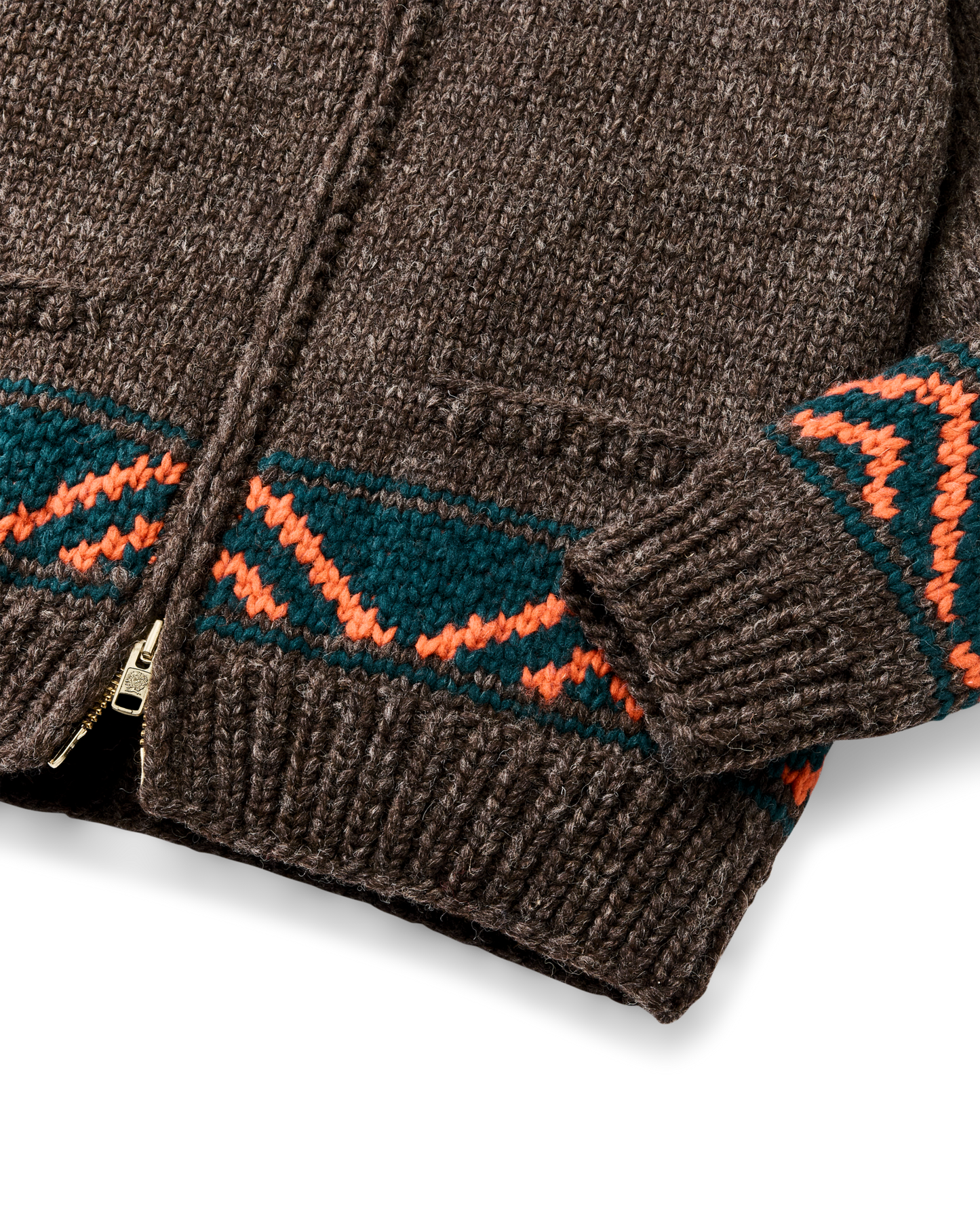 Handmade Full-zip Sweater - Heather Brown / Mallard