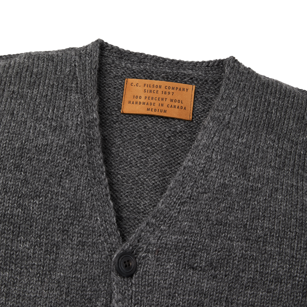 Alternate view of the Filson Handmade Lightweight Mckinley Cardigan  - Dark Heather Gray
