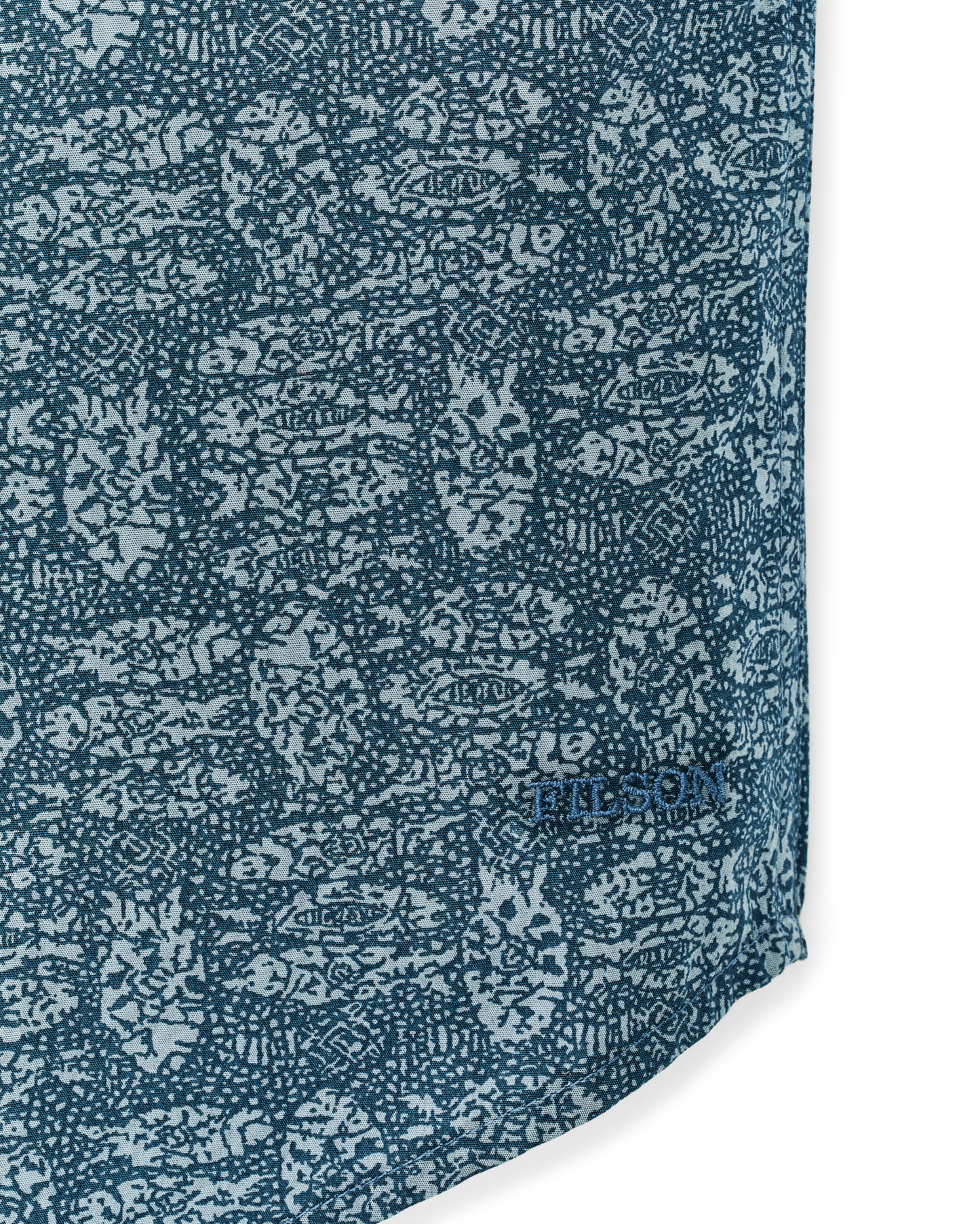 Alternate view of the Filson Filson's Washed Short Sleeve Feather Cloth Shirt - Blue / Print