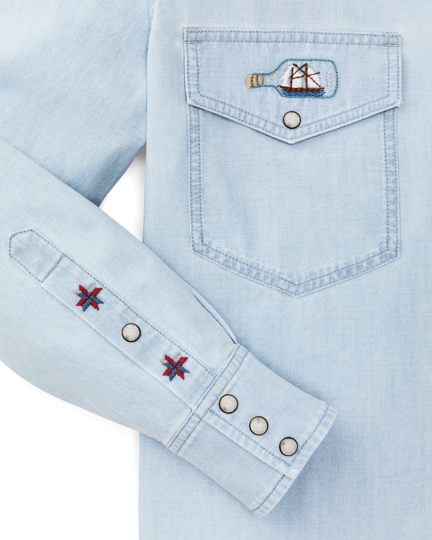 Alternate view of the Filson Women's Embroidered Western Shirt - Light Indigo