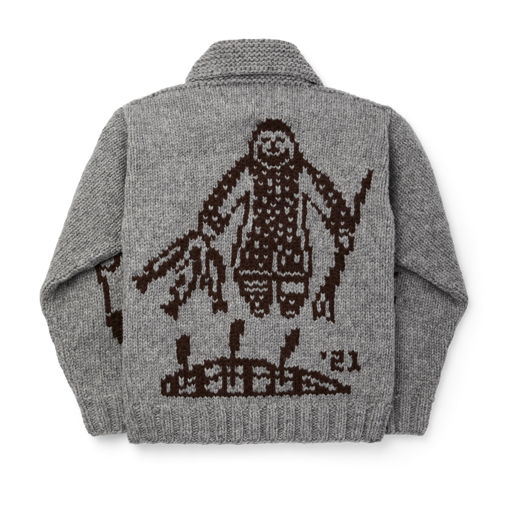 Alternate view of the Filson Arctic Handmade Sweater - Light Gray/dark Brown (fisherman)