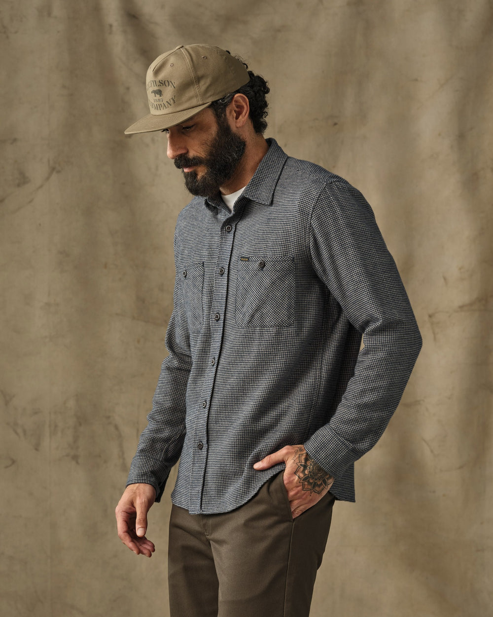 Rangeland Flannel Shirt - Navy / Tan Plaid
