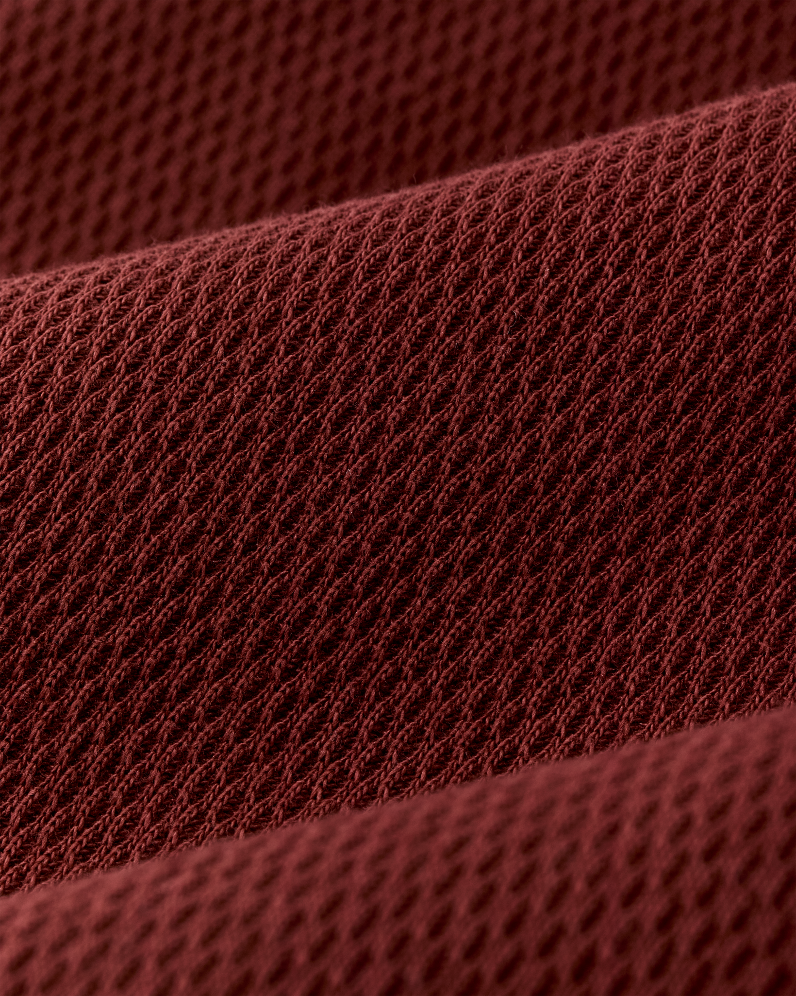 Waffle Knit Henley - Fired Brick