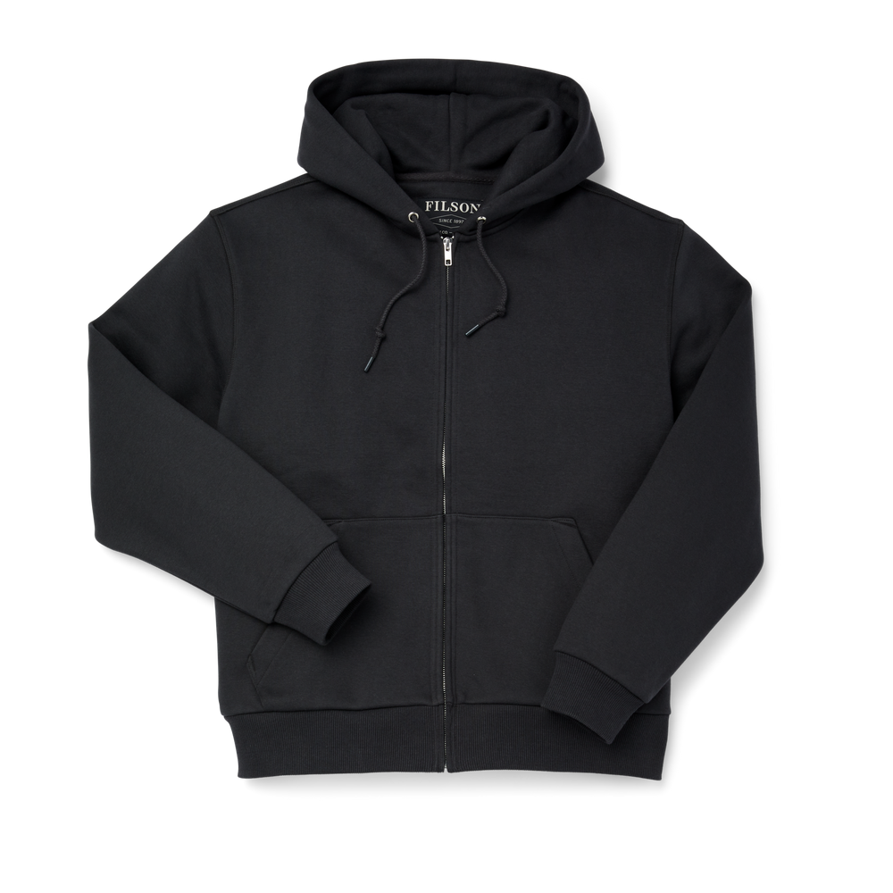 Front-facing image of the Filson Prospector Full-zip Hoodie - Faded Black