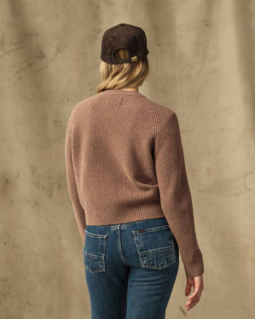 Women's Waffle Knit Merino Sweater - Brown Heather
