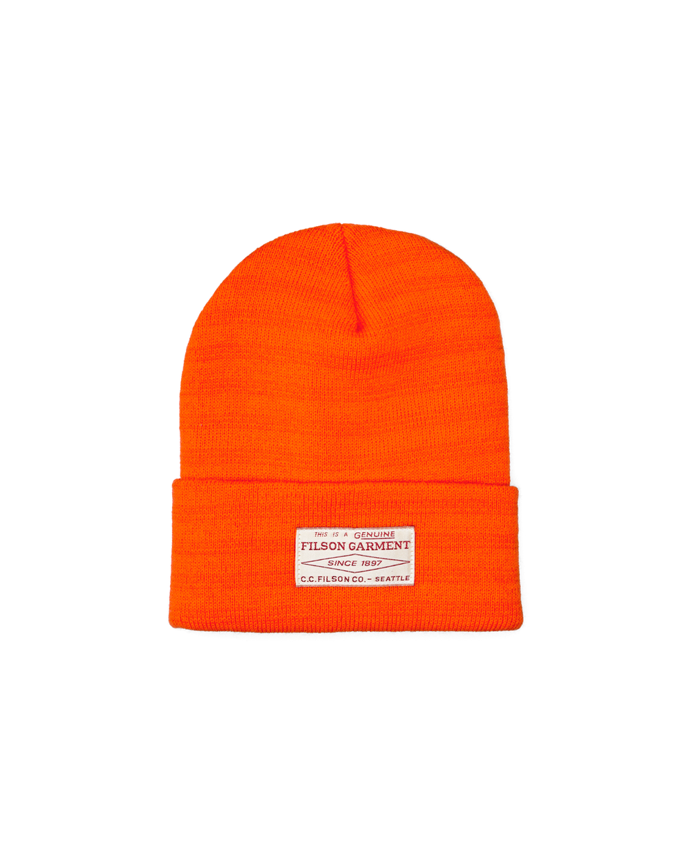 Front-facing image of the Filson Ballard Watch Cap - Blaze