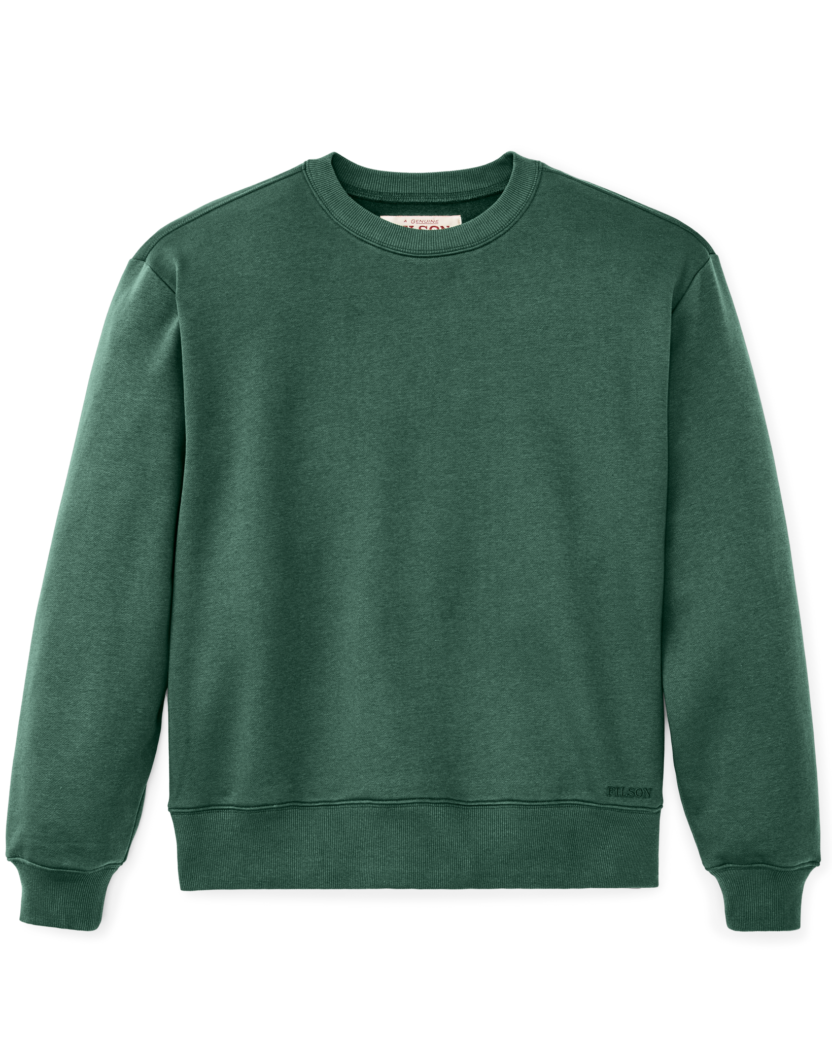 Front-facing image of the Filson Northwest Crewneck Sweatshirt - Granite Green
