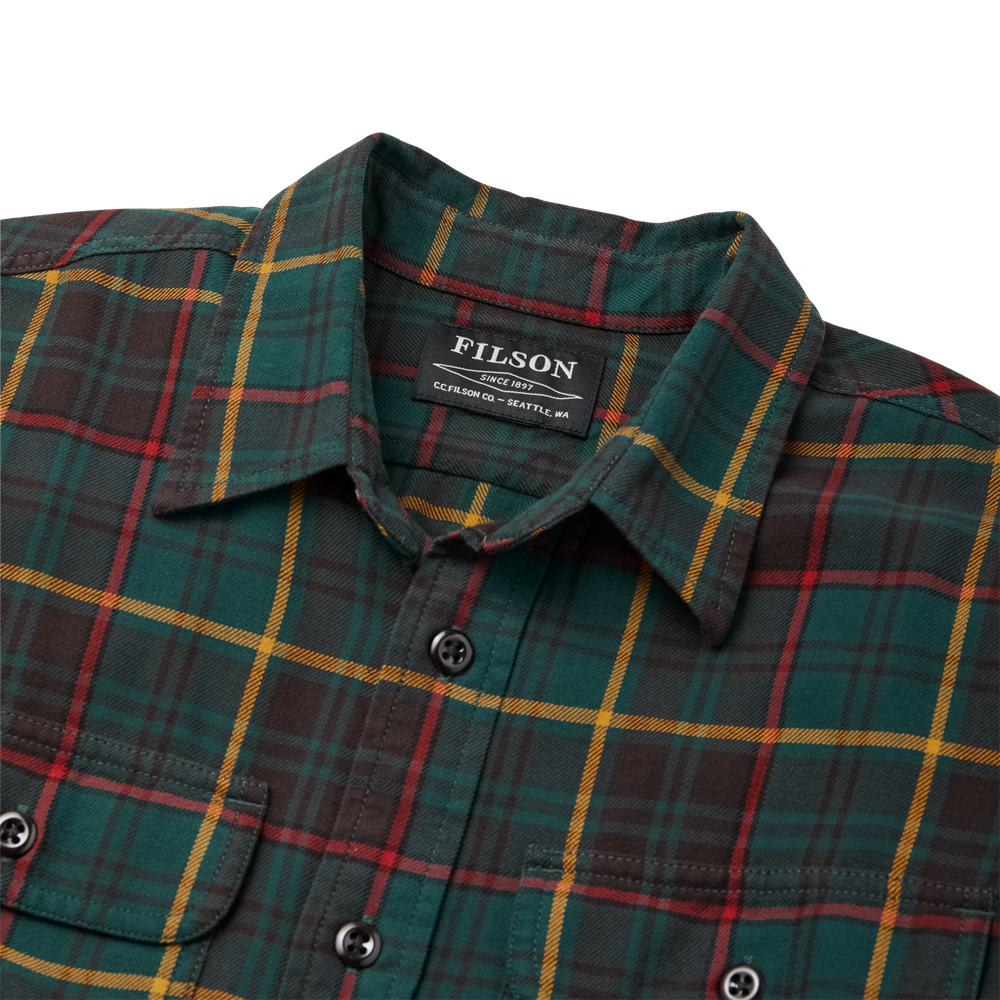 Alternate view of the Filson Scout Shirt - Hunter Green/brown Plaid