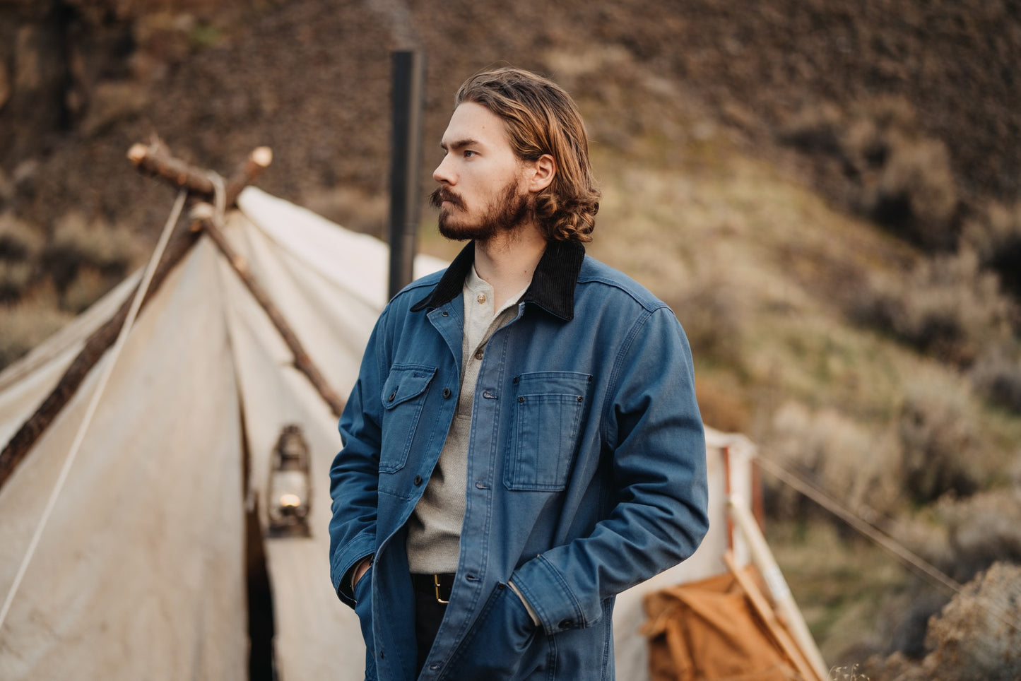 Rustic Canvas Barn Coat - Indigo