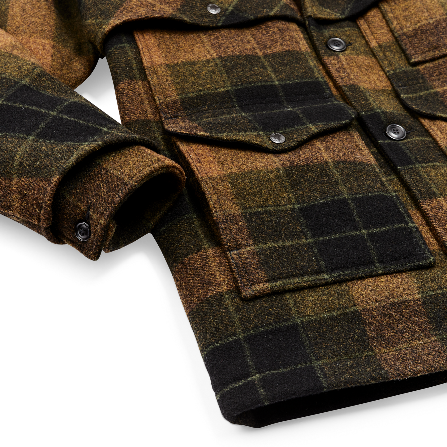 Alternate view of the Filson Lined Mackinaw Wool Packer Coat - Loden Heather Plaid