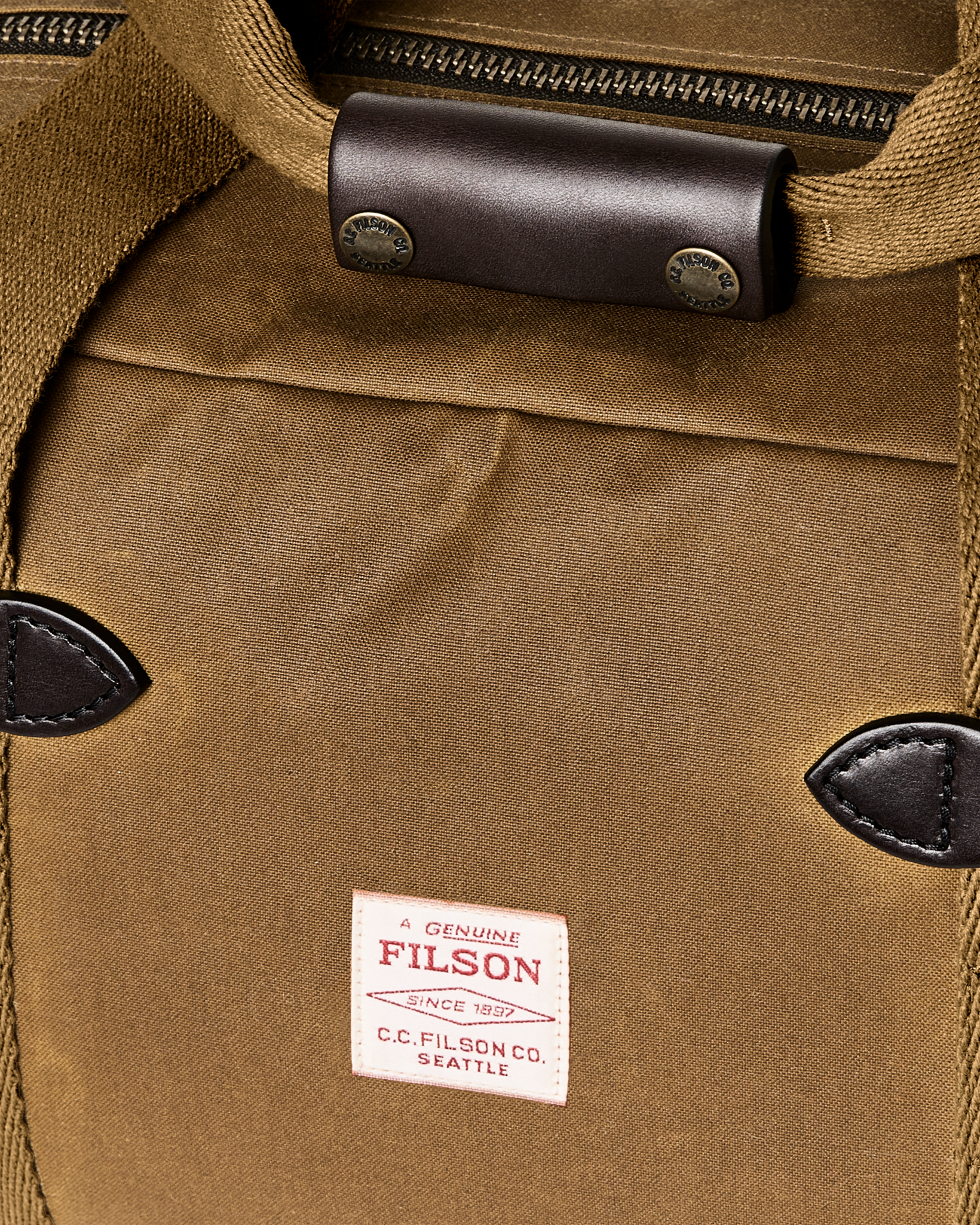 Alternate view of the Filson Small Tin Cloth Duffle Bag - Dark Tan