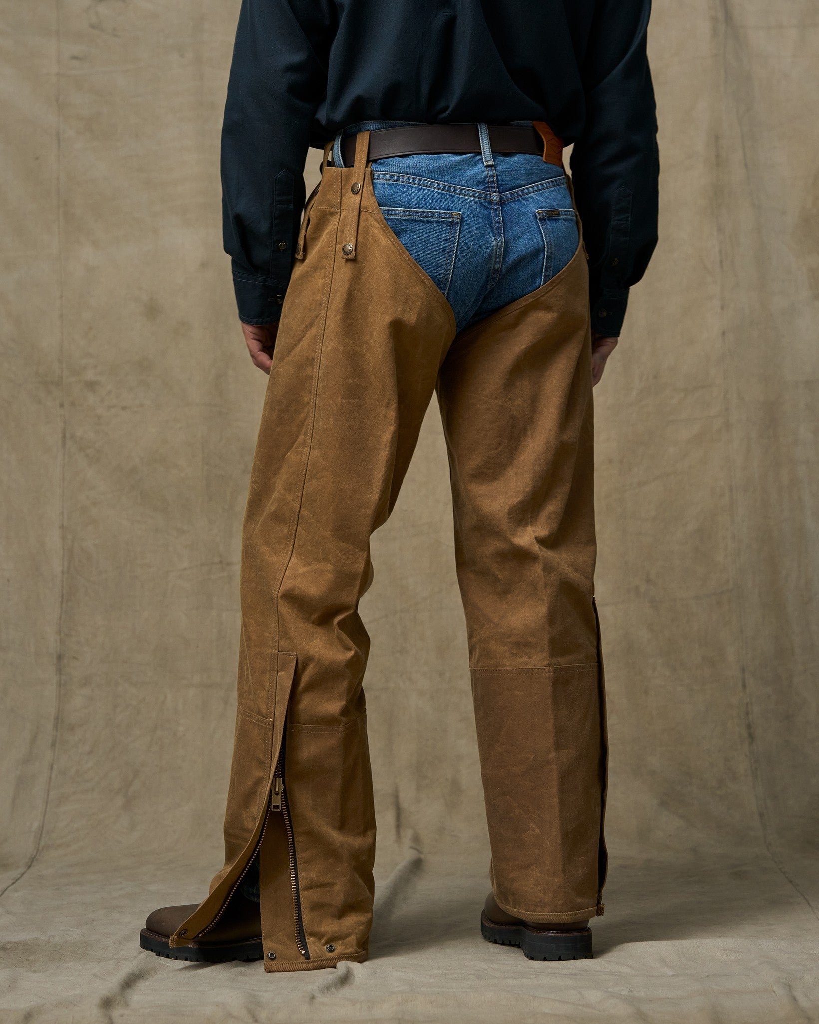 Double Tin Cloth Chaps With Zipper - Dark Tan