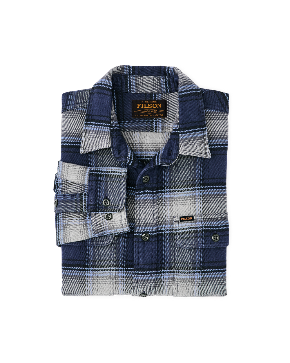 Vintage Flannel Work Shirt - Light Blue / Navy Plaid