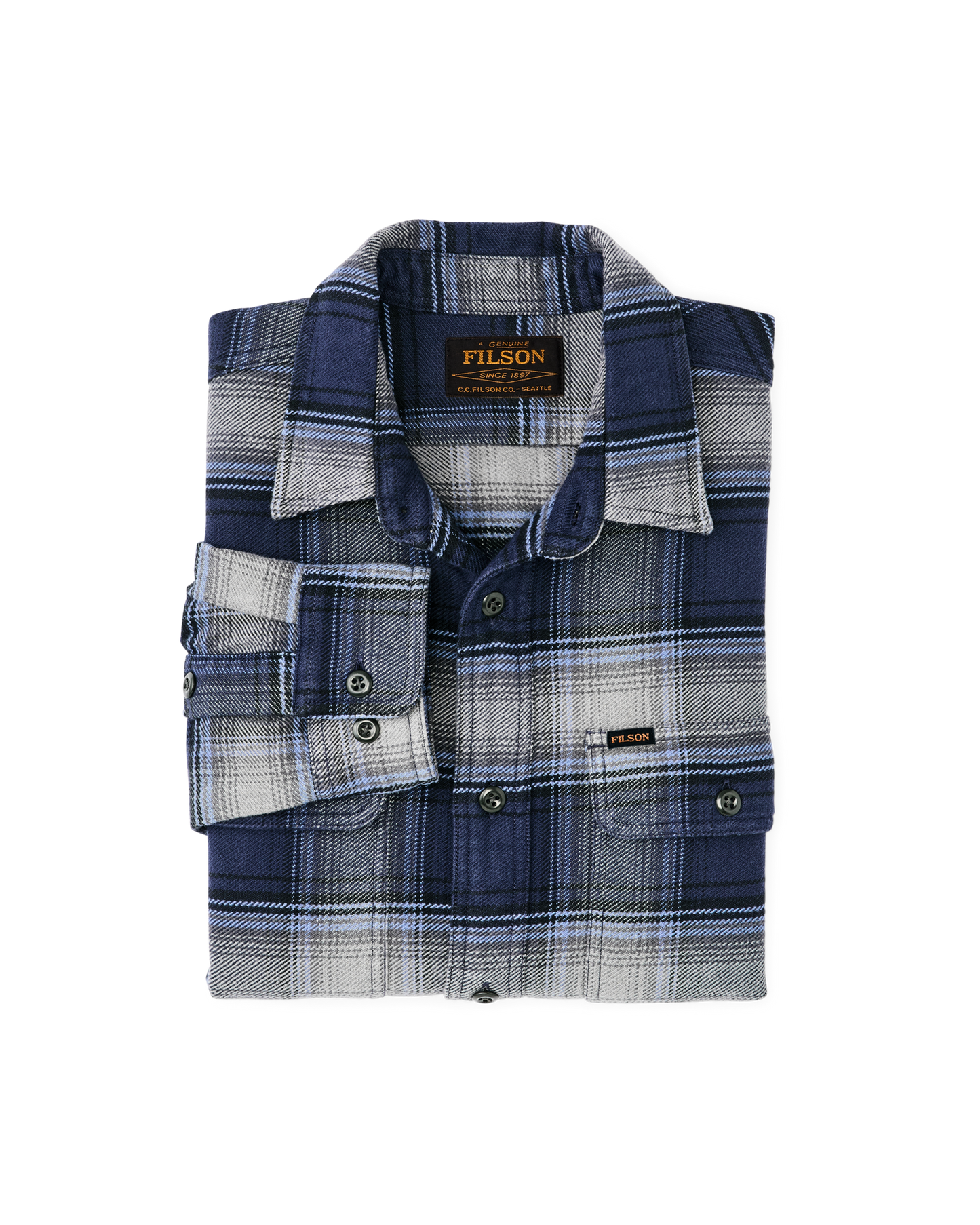 Vintage Flannel Work Shirt - Light Blue / Navy Plaid