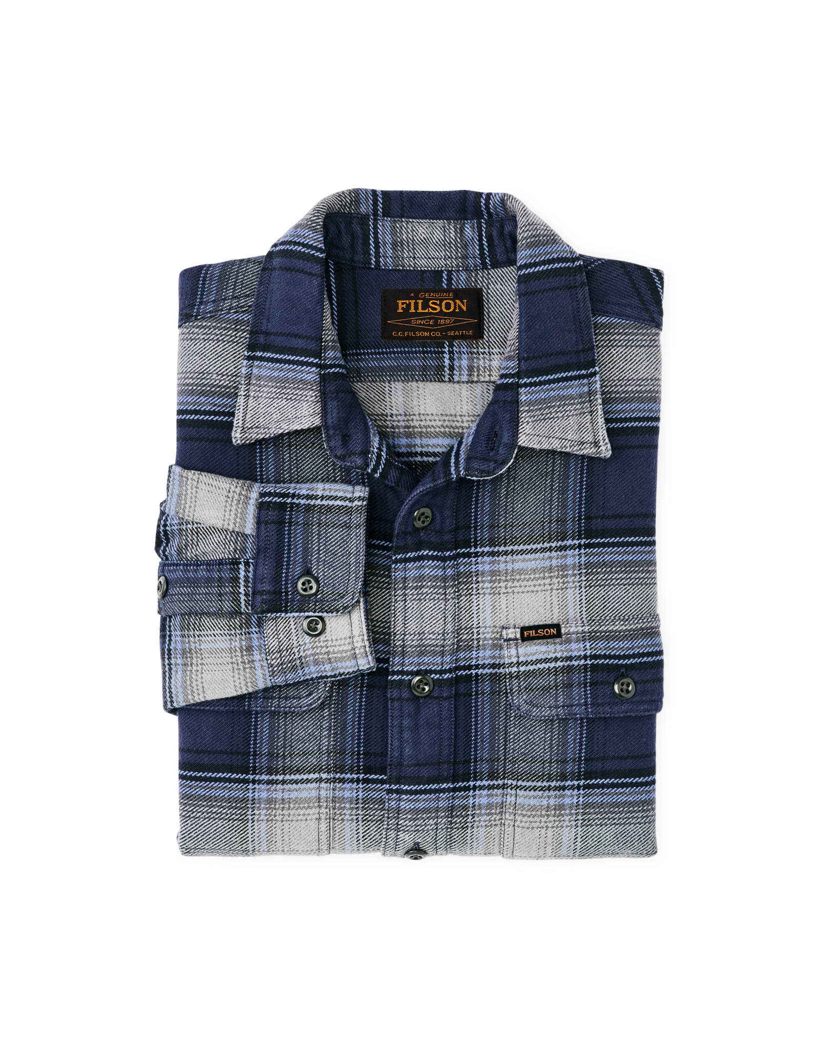 Vintage Flannel Work Shirt - Light Blue / Navy Plaid