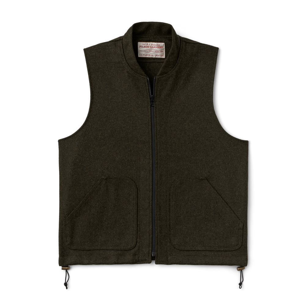 Front-facing image of the Filson Mackinaw Wool Vest Liner - Forest Green