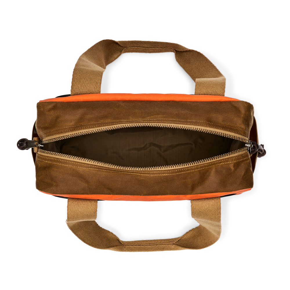 Tin Cloth Zipper Tote Bag - Dark Tan / Flame